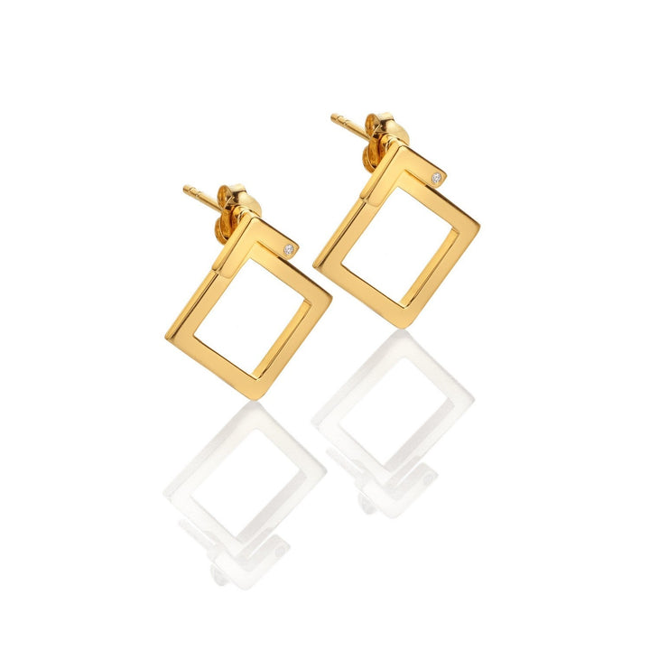 HD x Gold Plateden Edit Sterling Silver 18ct Gold Plated Square Paired Earrings DE889