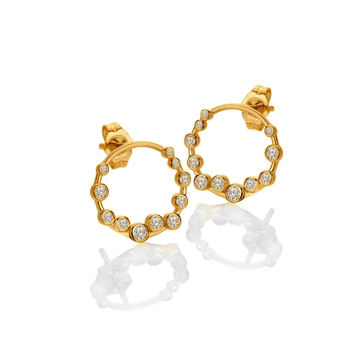 HD x Gold Plateden Edit Sterling Silver 18ct Gold Plated White Topaz Tender Wreath Earrings DE894