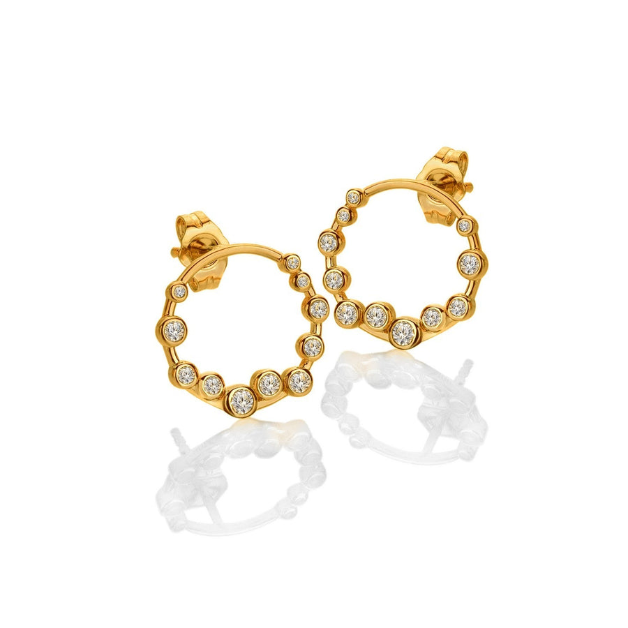 HD x Gold Plateden Edit Sterling Silver 18ct Gold Plated White Topaz Tender Wreath Earrings DE894