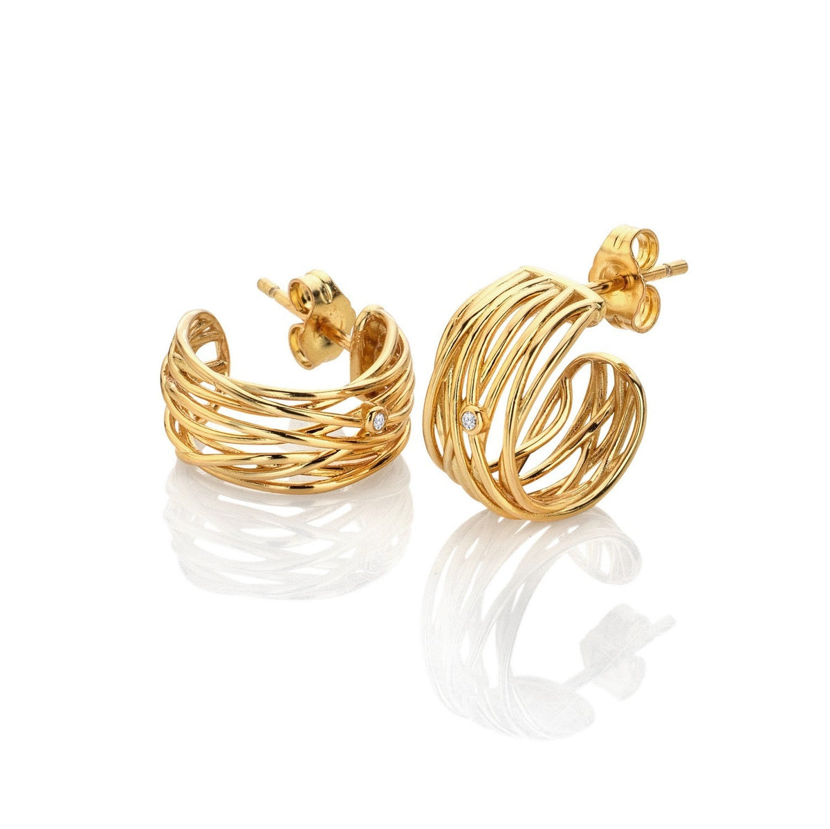 HD x Gold Plateden Edit Sterling Silver 18ct Gold Plated String Earrings DE896