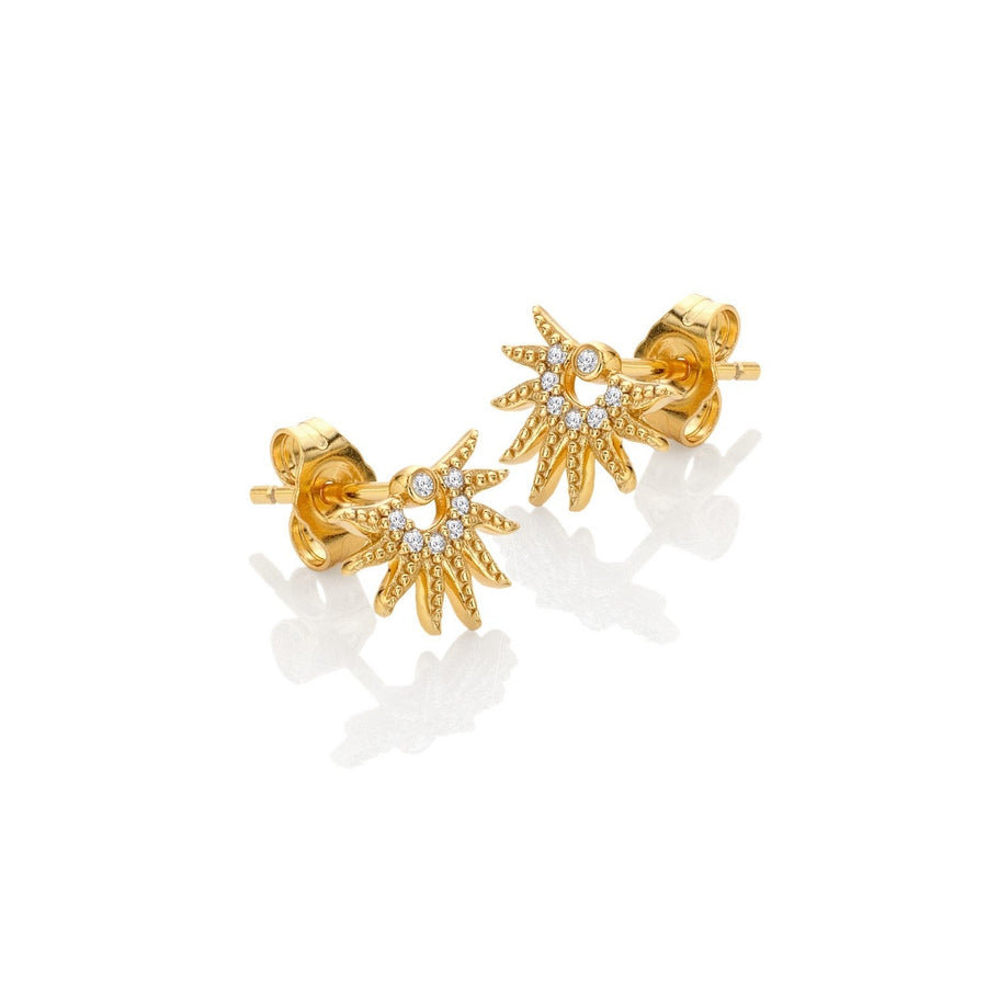 HD x Gold Plateden Edit Sterling Silver 18ct Gold Plated White Topaz SOL Stud Earrings DE897
