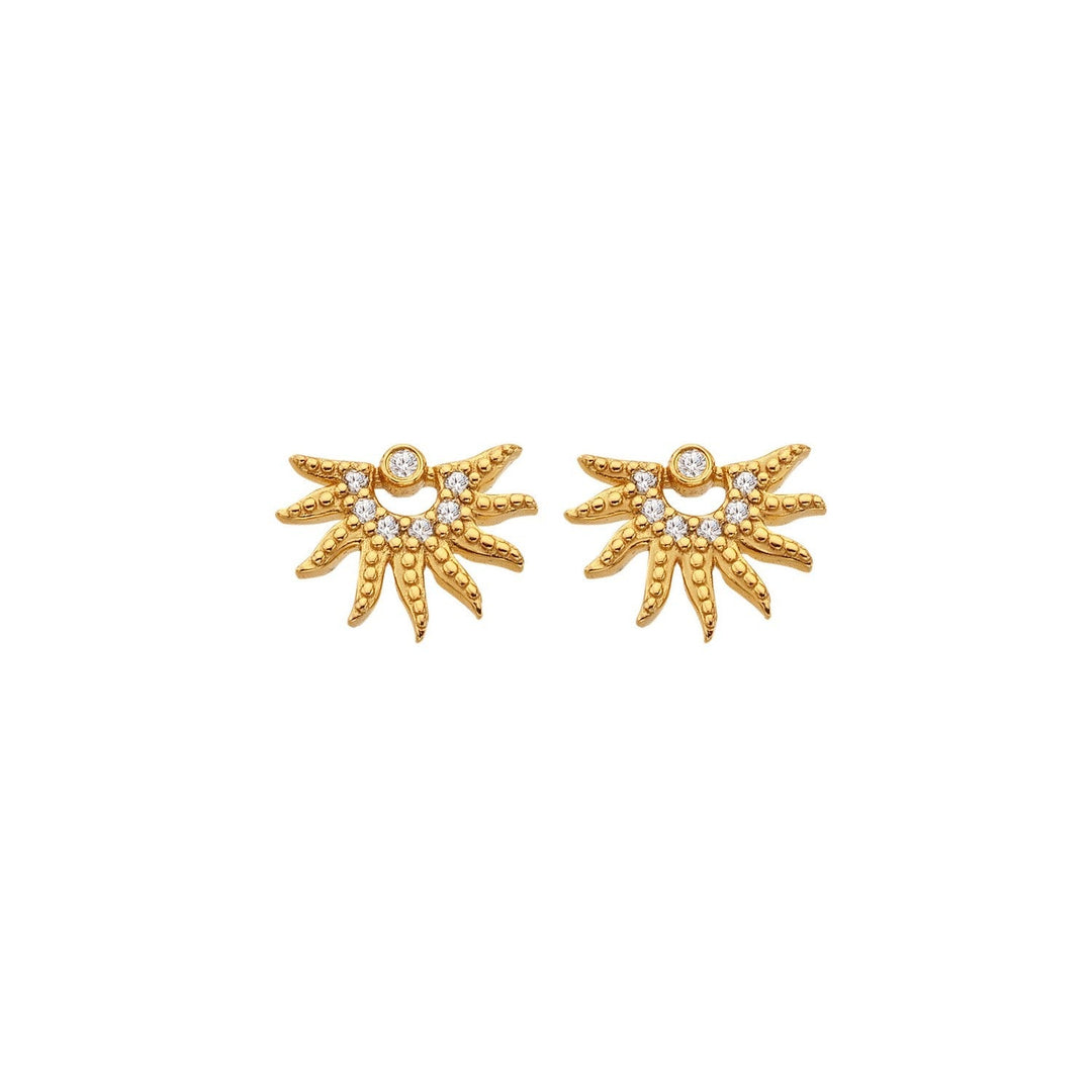 HD x Gold Plateden Edit Sterling Silver 18ct Gold Plated White Topaz SOL Stud Earrings DE897