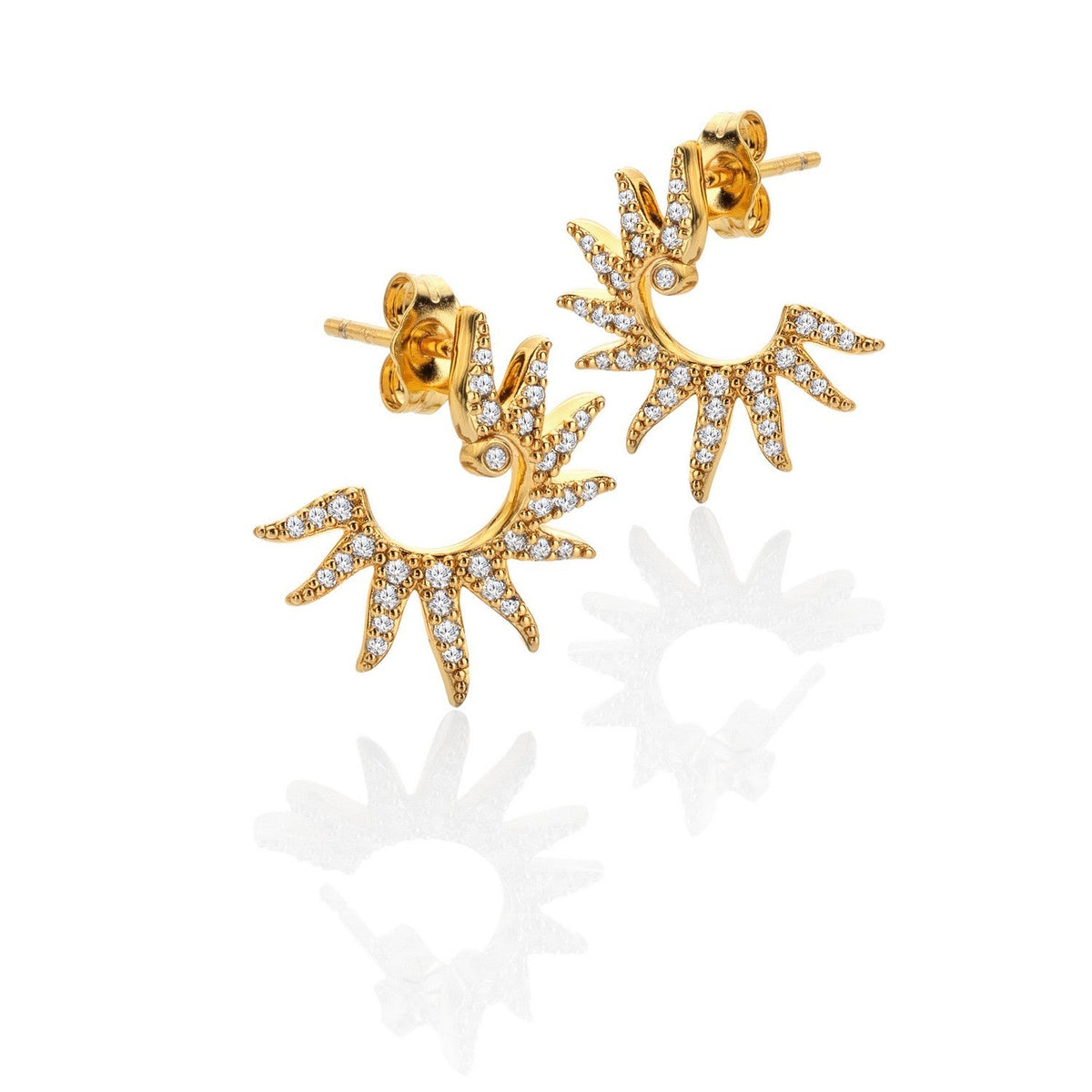 HD x Gold Plateden Edit Sterling Silver 18ct Gold Plated White Topaz SOL Statement Earrings DE898