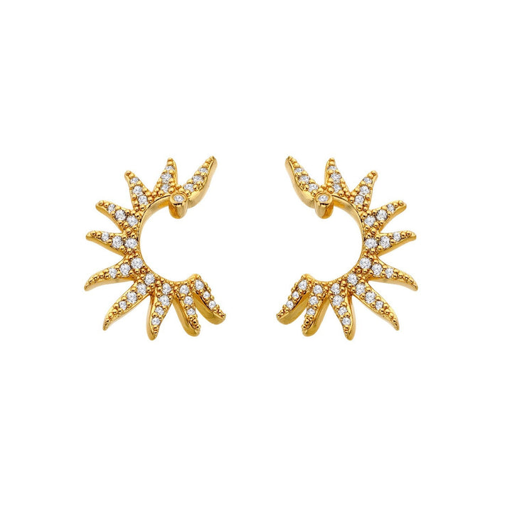 HD x Gold Plateden Edit Sterling Silver 18ct Gold Plated White Topaz SOL Statement Earrings DE898