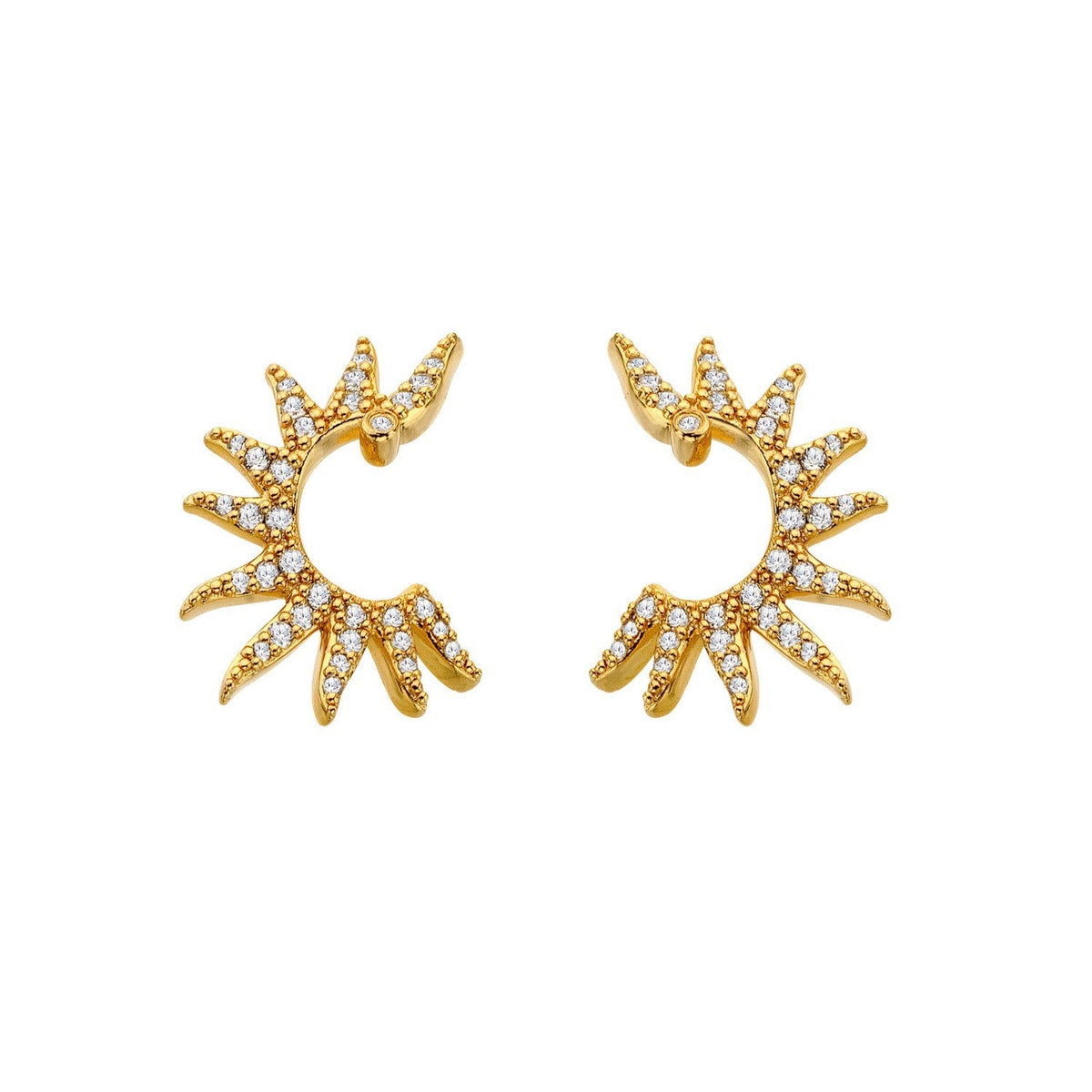 HD x Gold Plateden Edit Sterling Silver 18ct Gold Plated White Topaz SOL Statement Earrings DE898
