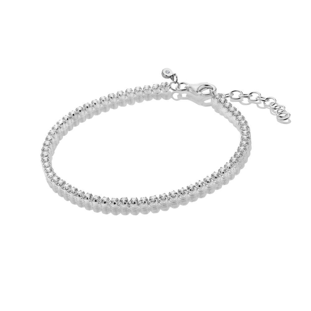 Silver bracelet with clear stones 