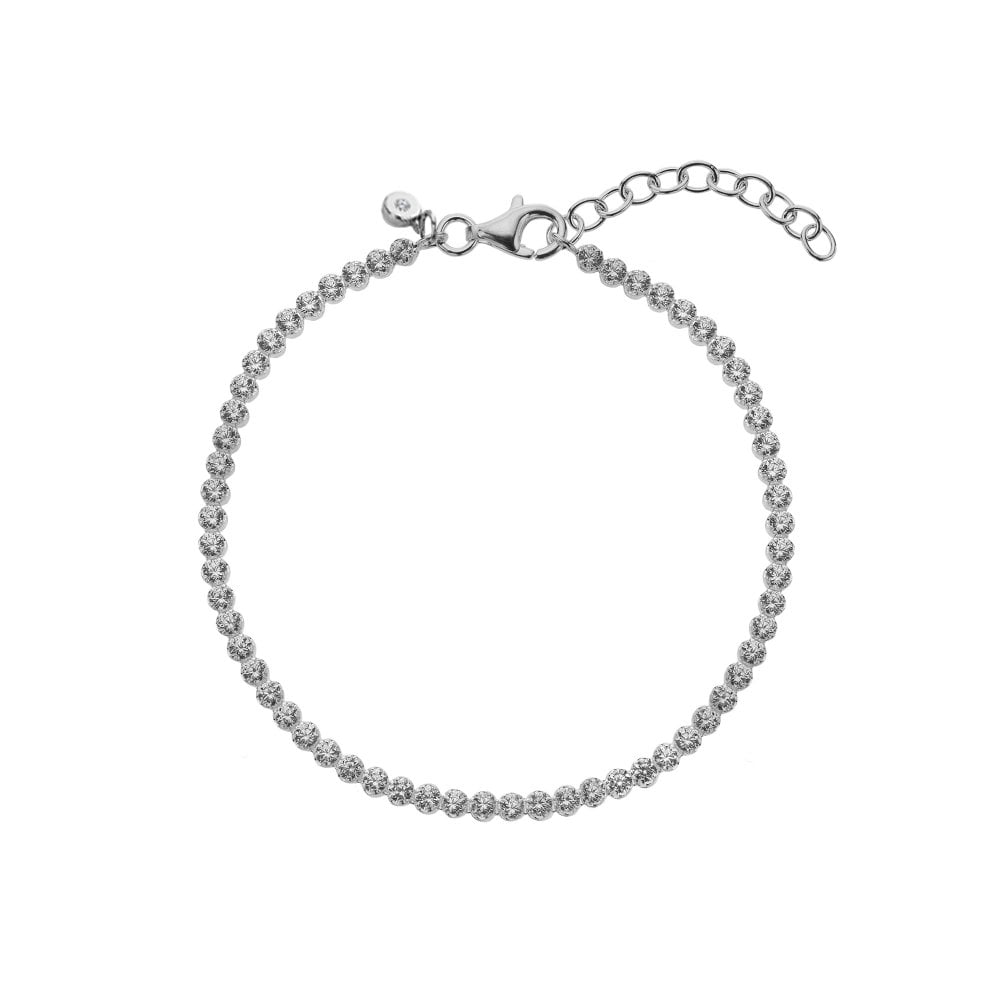 Silver bracelet with clear stones 