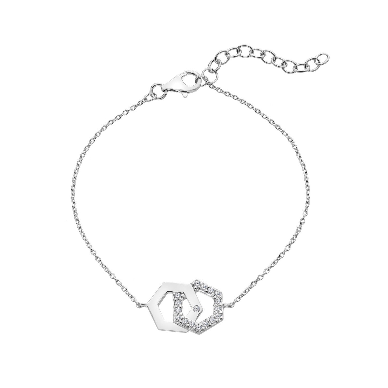 Hot Diamonds Sterling Silver White Topaz Hexagon Bracelet DL719