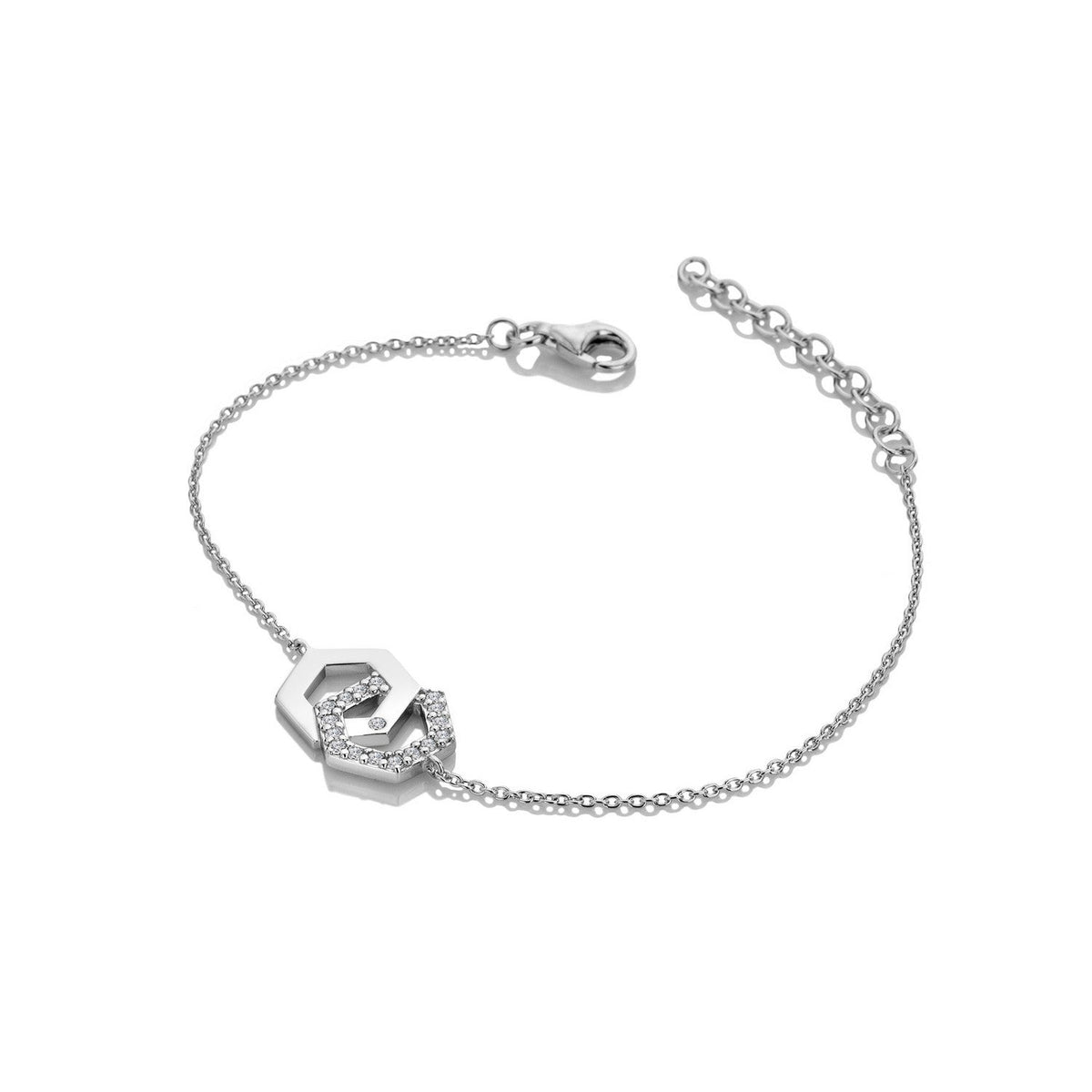 Hot Diamonds Sterling Silver White Topaz Hexagon Bracelet DL719