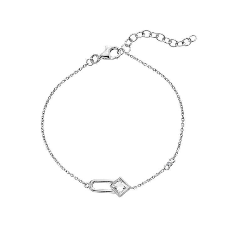 Hot Diamonds Sterling Silver White Topaz Solitaite Bracelet - Square DL721