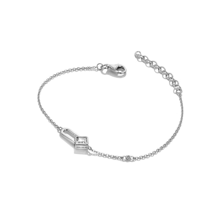Hot Diamonds Sterling Silver White Topaz Solitaite Bracelet - Square DL721