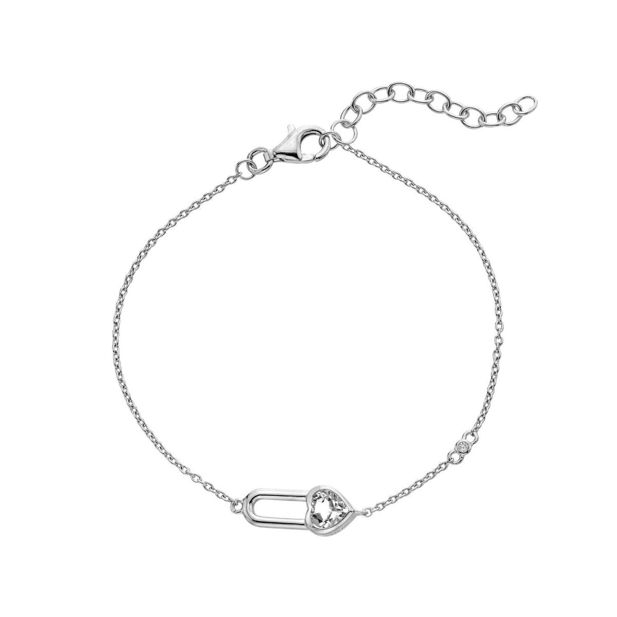 Hot Diamonds Sterling Silver White Topaz Solitaite Bracelet - Heart DL722
