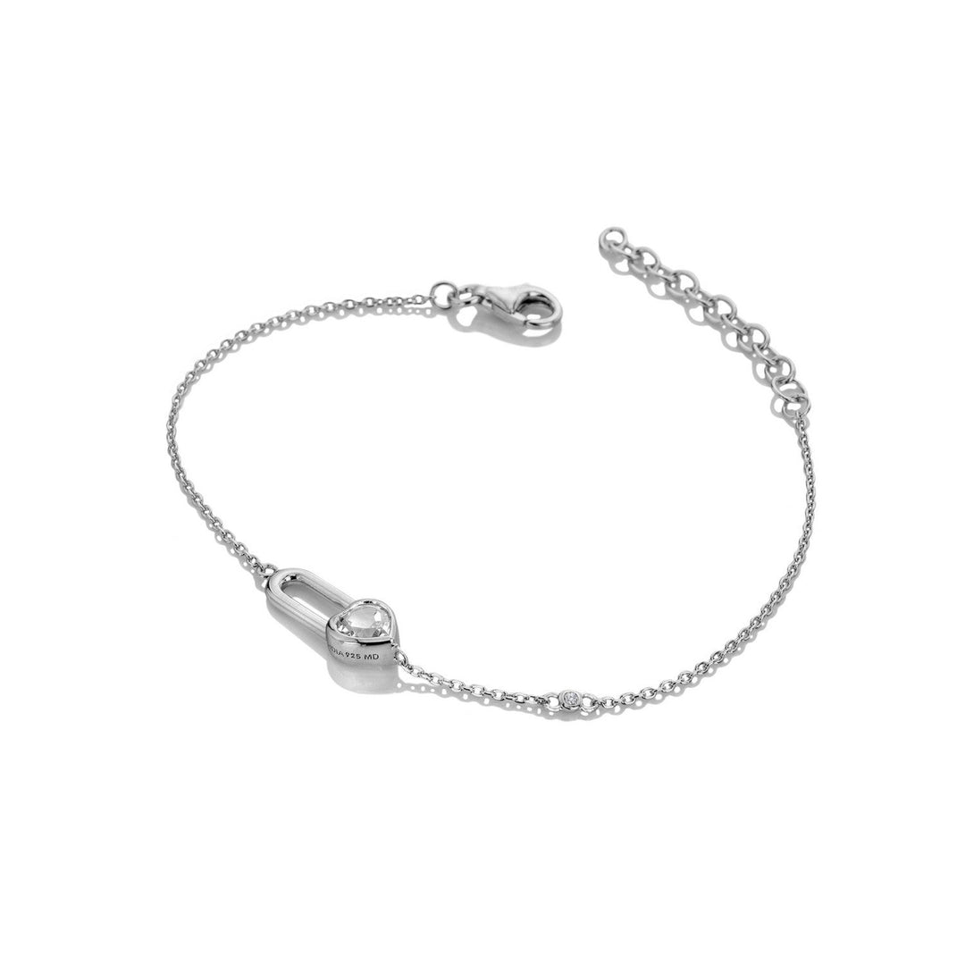 Hot Diamonds Sterling Silver White Topaz Solitaite Bracelet - Heart DL722
