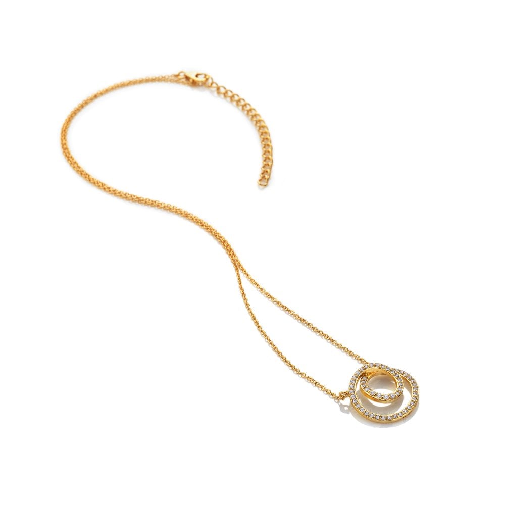 Gold necklace with a circular pendant 