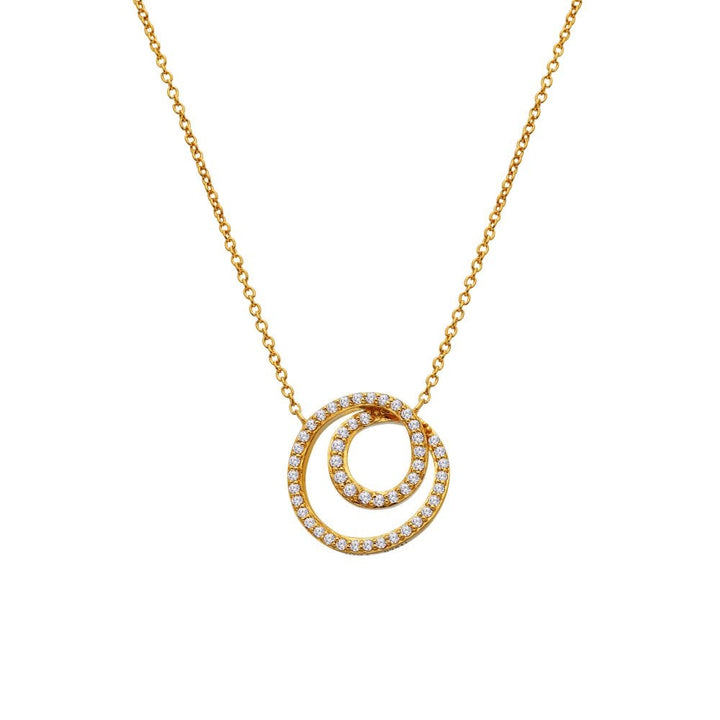 Gold necklace with a circular pendant 