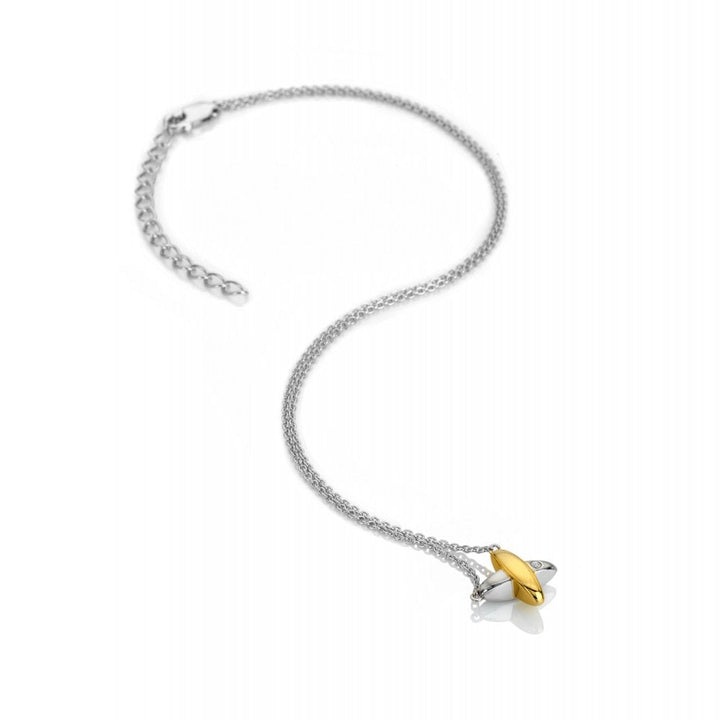 Necklace with a gold and silver pendant 