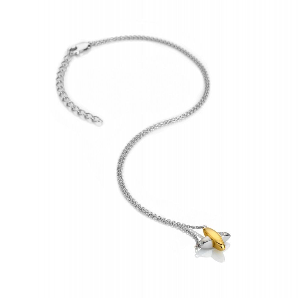 Necklace with a gold and silver pendant 