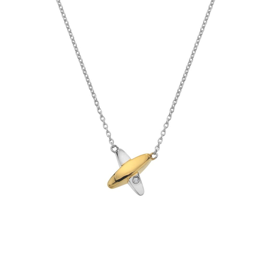 Sterling Silver Coupled Two Tone Necklace DN225