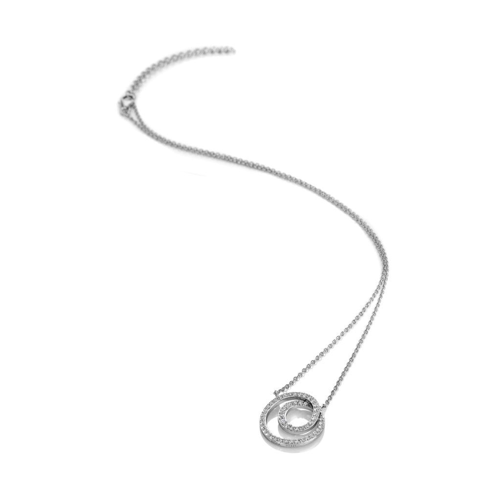 Silver necklace with a circular pendant 