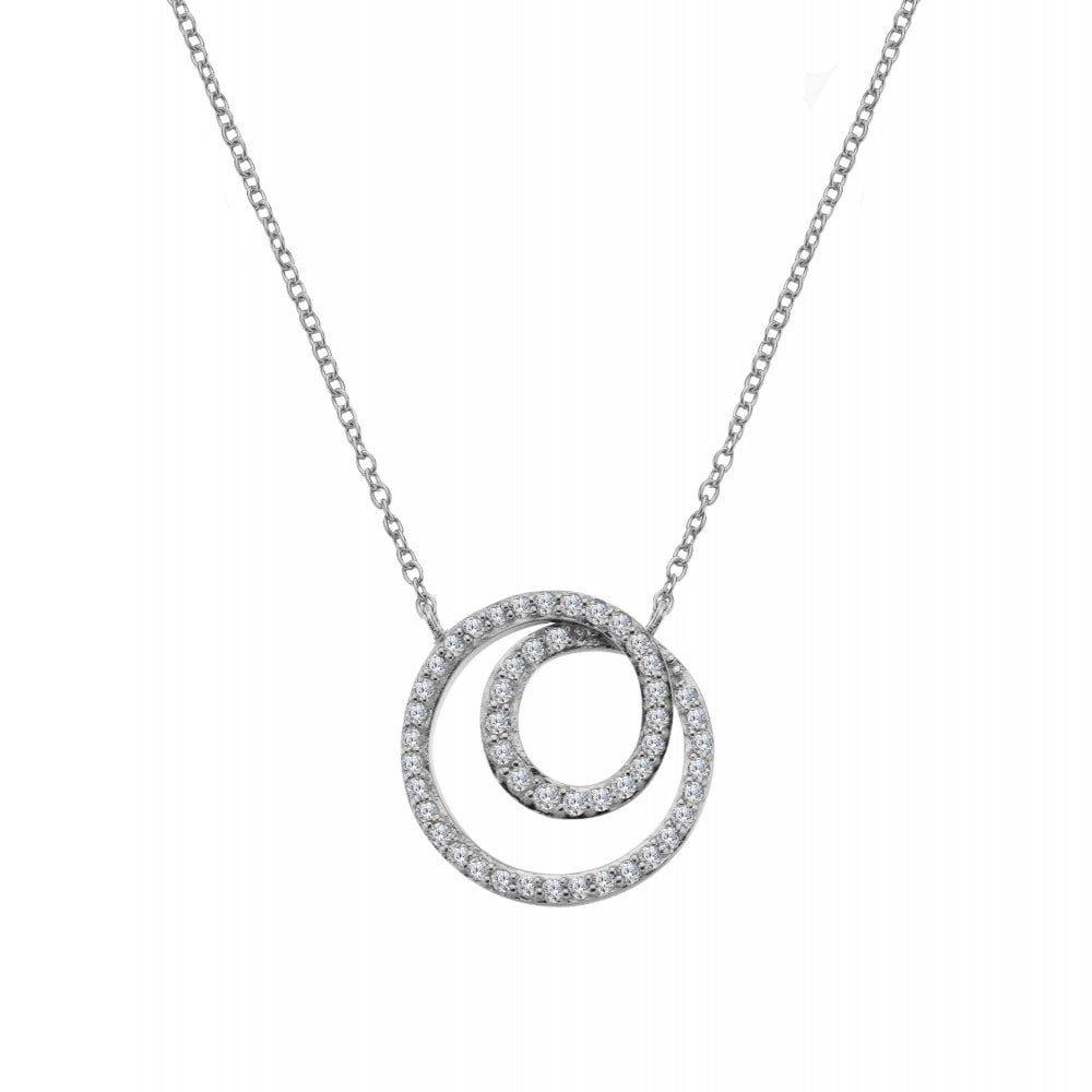 Silver necklace with a circular pendant 