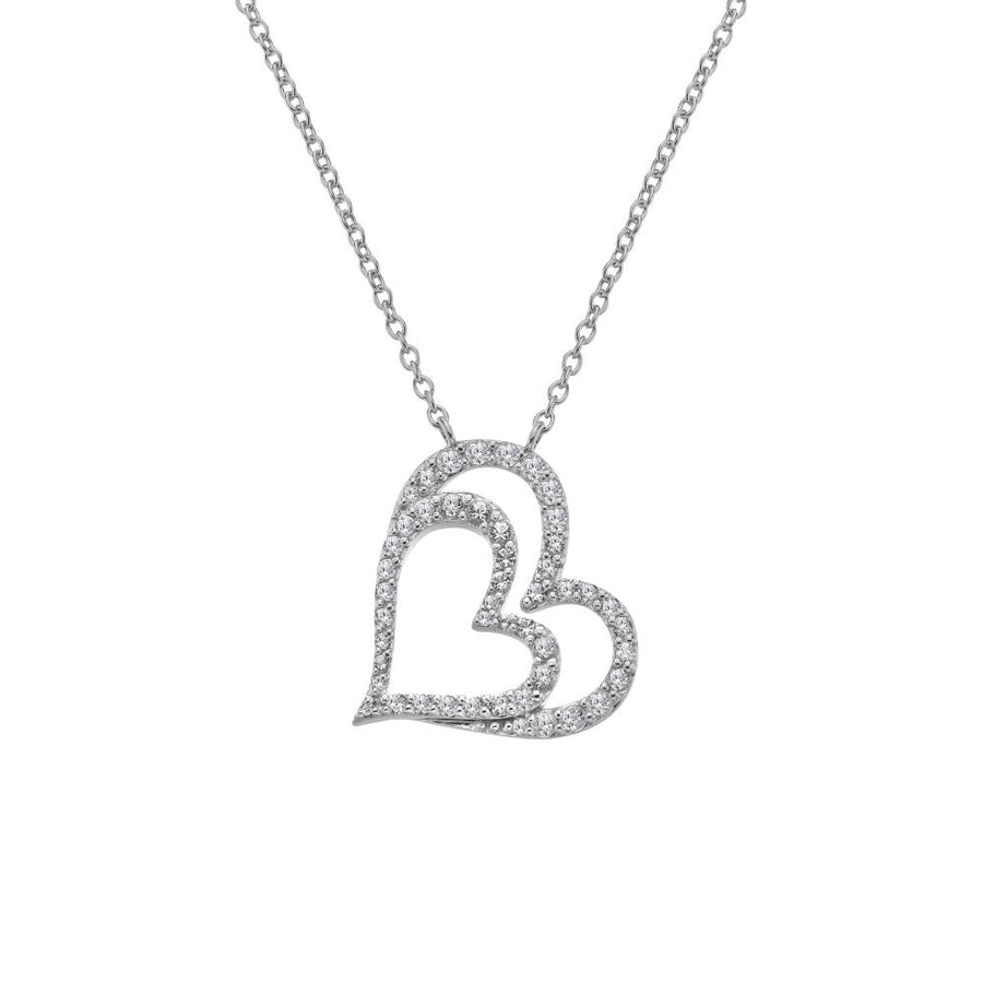 Sterling Silver Shimmer Heart Necklace DN228