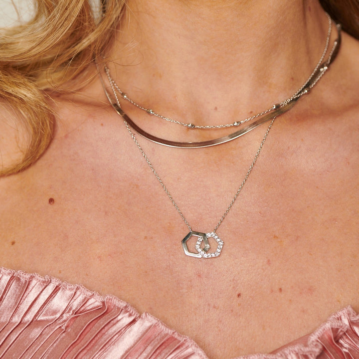 Hot Diamonds Sterling Silver White Topaz Hexagon Necklace DN230
