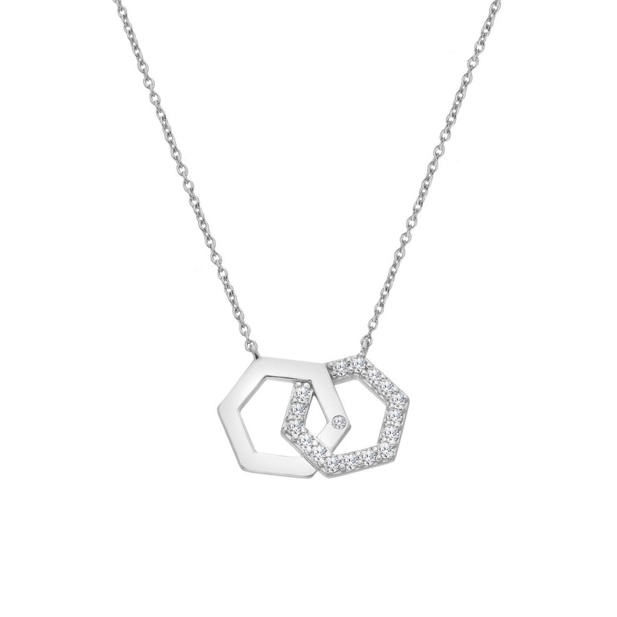 Hot Diamonds Sterling Silver White Topaz Hexagon Necklace DN230