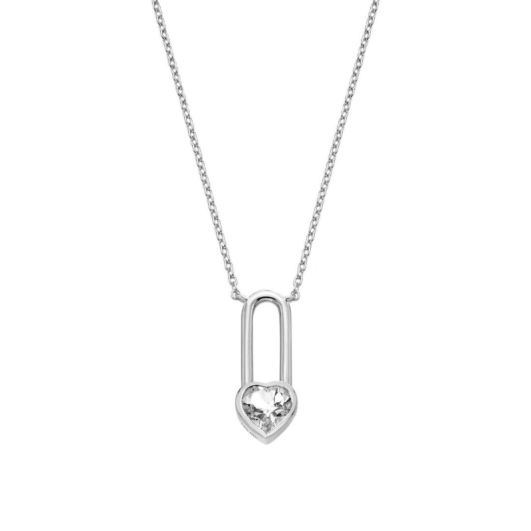 Hot Diamonds Sterling Silver White Topaz Solitaite Necklace - Heart DN233