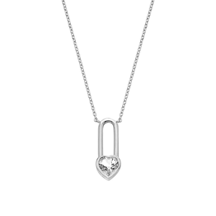 Hot Diamonds Sterling Silver White Topaz Solitaite Necklace - Heart DN233