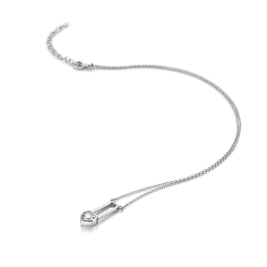 Hot Diamonds Sterling Silver White Topaz Solitaite Necklace - Heart DN233