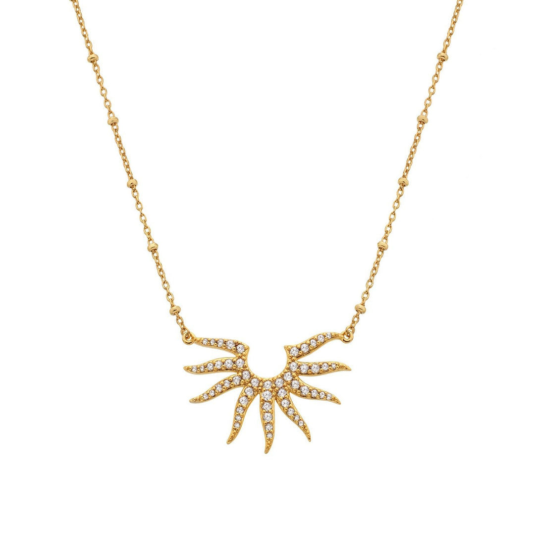 HD x Gold Plateden Edit Sterling Silver 18ct Gold Plated White Topaz SOL Necklace DN237