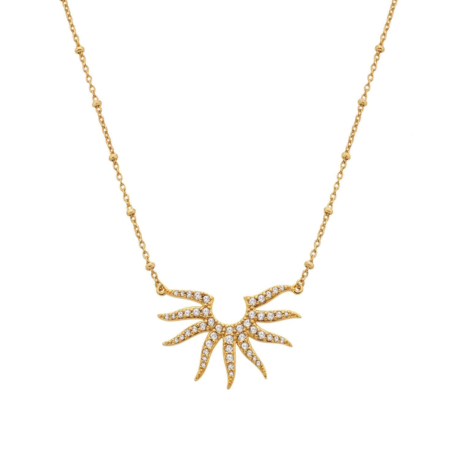 HD x Gold Plateden Edit Sterling Silver 18ct Gold Plated White Topaz SOL Necklace DN237