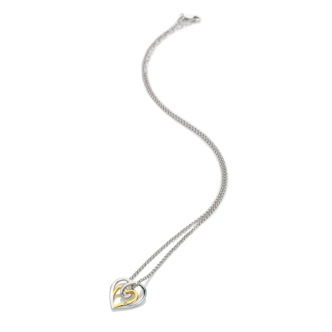 Silver & 18ct Interwoven Heart Pendant  DP1087