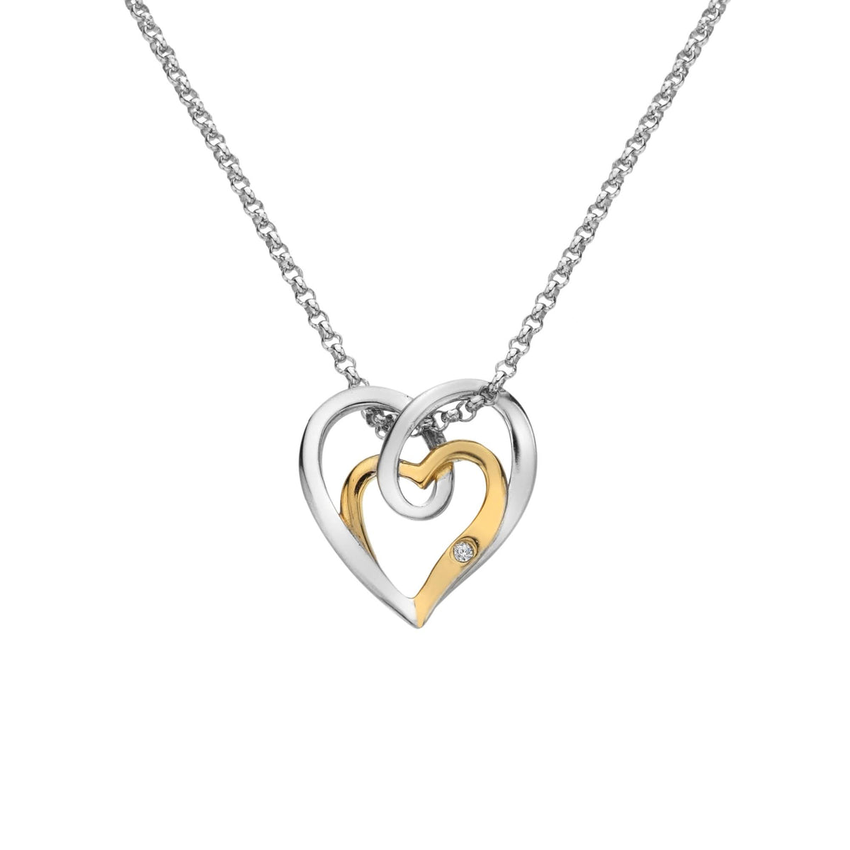 Silver & 18ct Interwoven Heart Pendant  DP1087