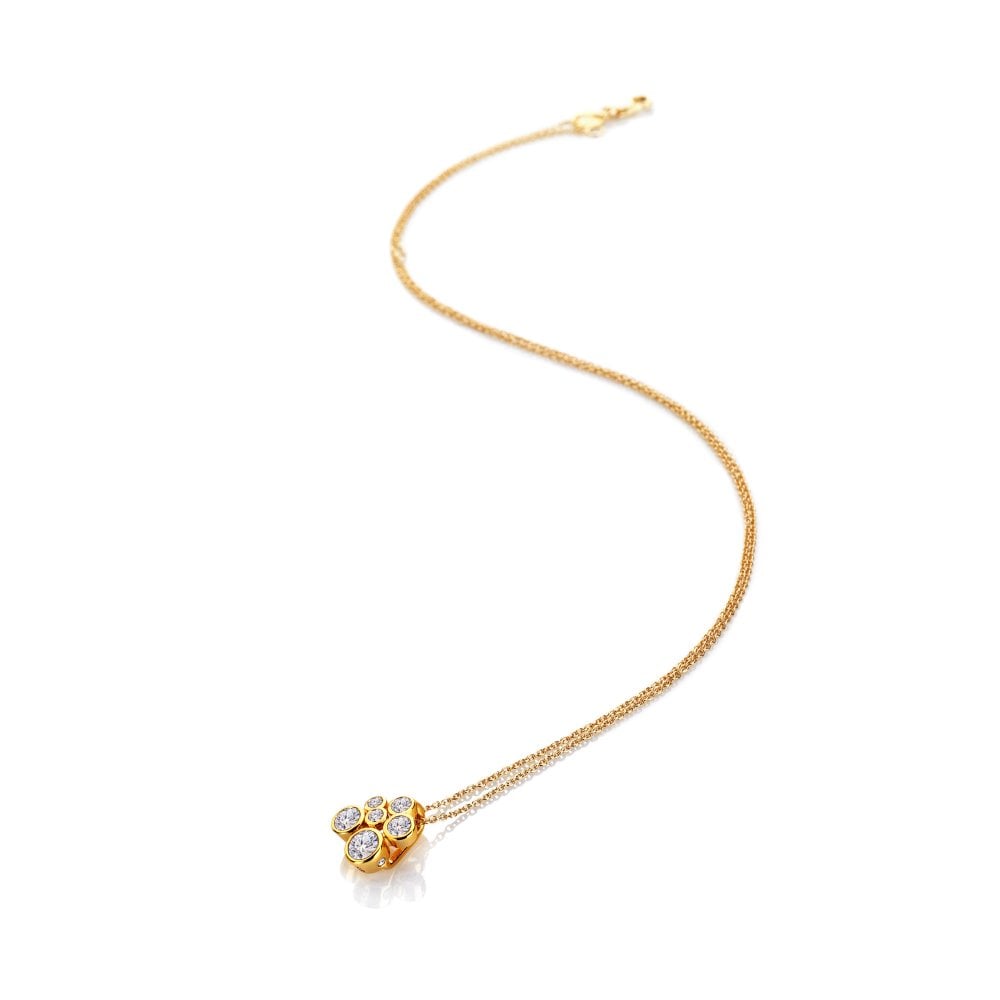 Gold necklace with a paw-shaped pendant 