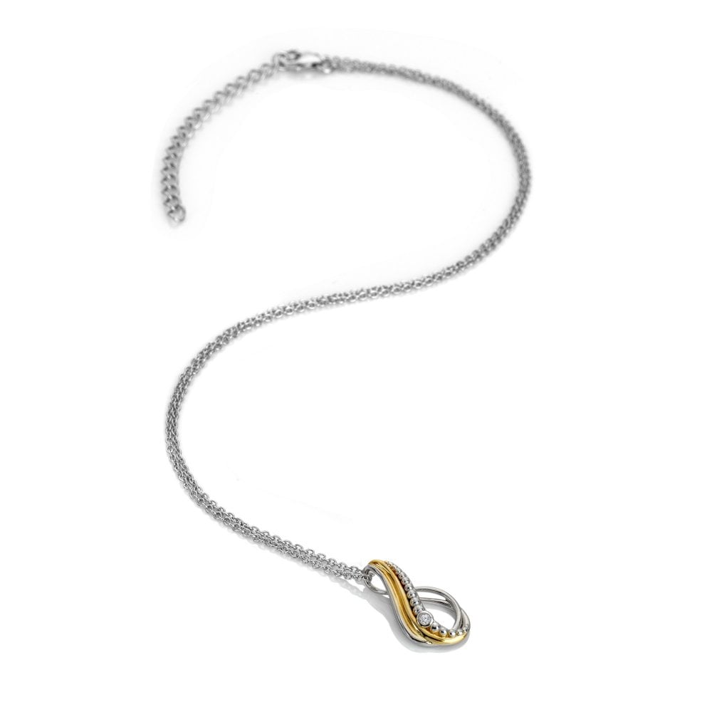 Sterling Silver Teardrop Two Tone Pendant DP1094