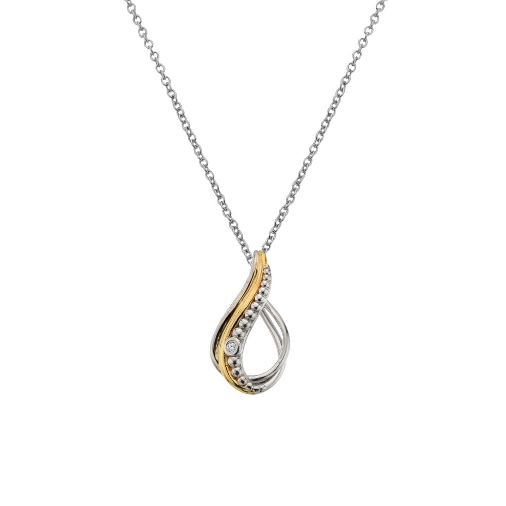 Two-tone necklace with a teardrop pendant 
