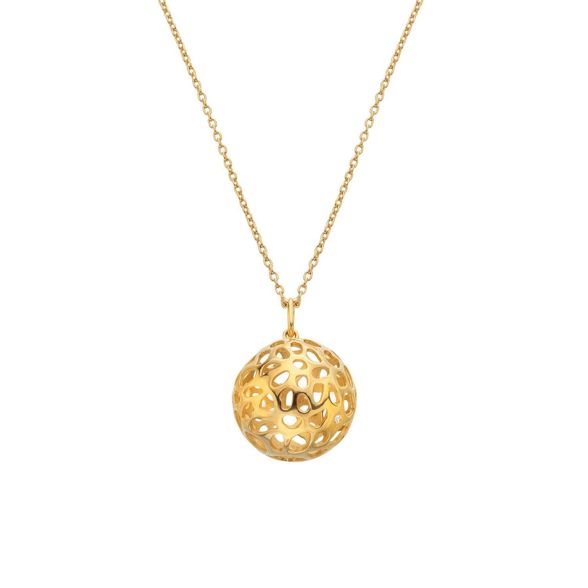 HD x Gold Plateden Edit Sterling Silver 18ct Gold Plated Orb Pendant DP1097