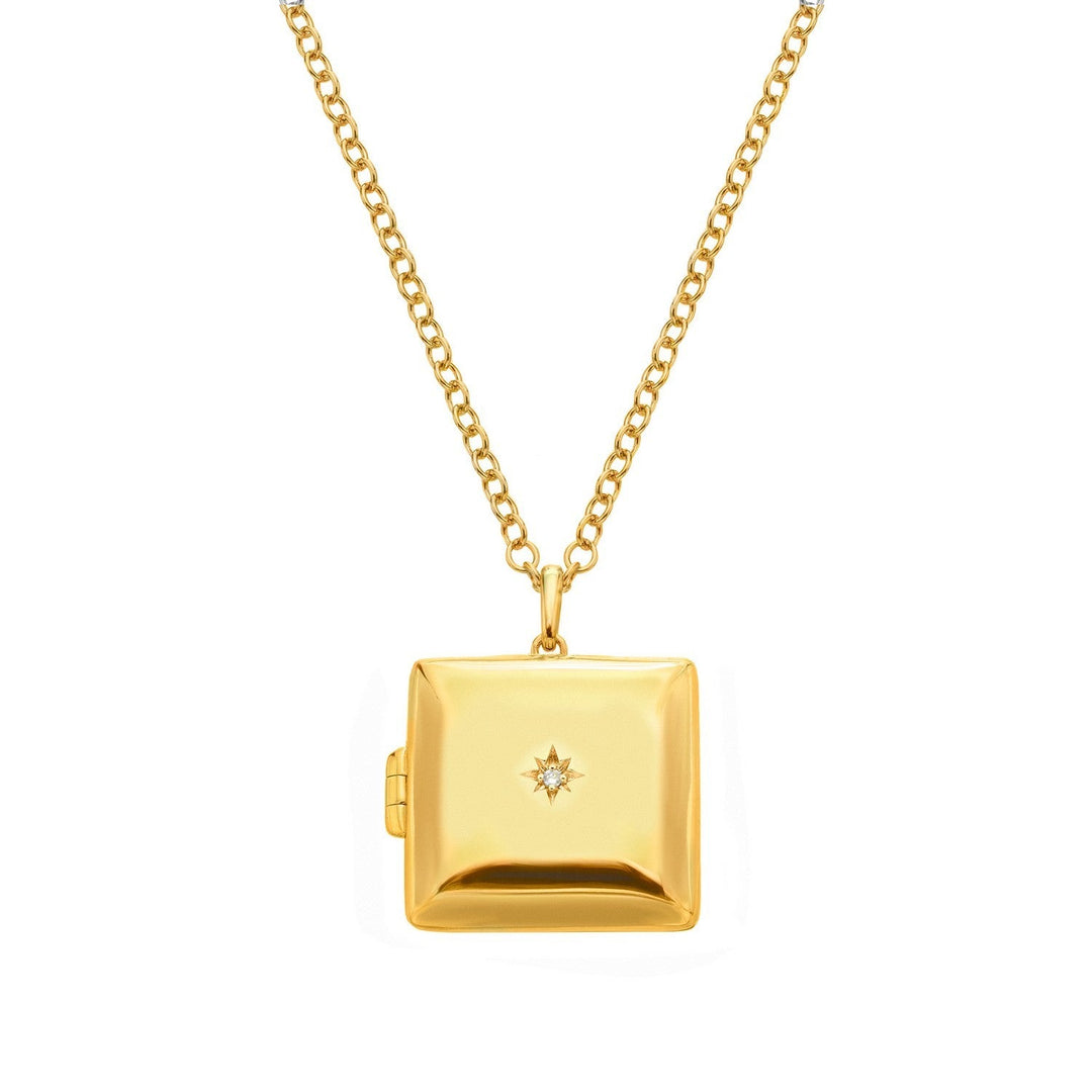 HD x Gold Plateden Edit Sterling Silver 18ct Gold Plated Square Locket DP1103