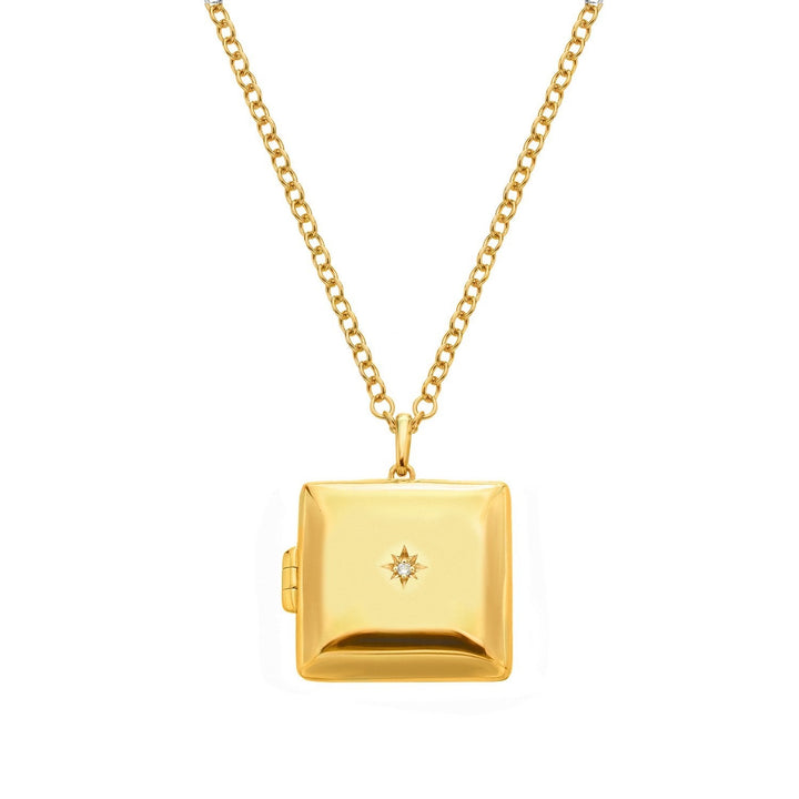 HD x Gold Plateden Edit Sterling Silver 18ct Gold Plated Square Locket DP1103