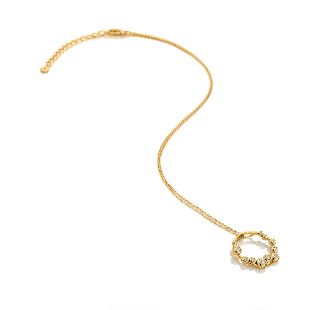 HD x Gold Plateden Edit Sterling Silver 18ct Gold Plated White Topaz Tender Wreath Pendant DP1107