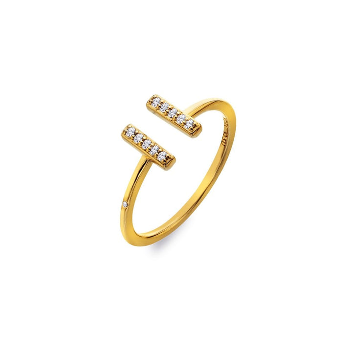 Gold open ring with small diamonds 