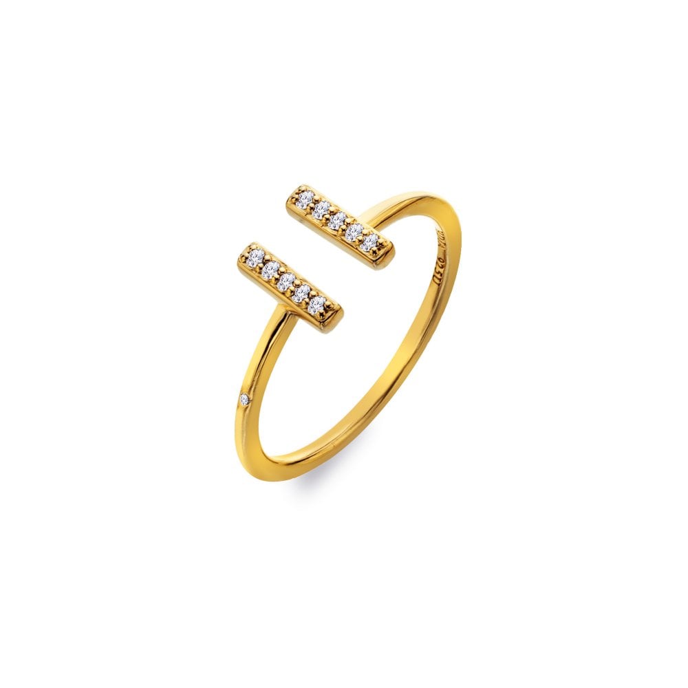 Gold open ring with small diamonds 