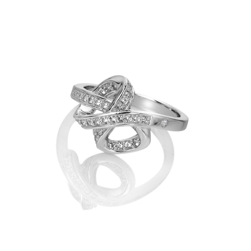 Silver ring with diamond accents 