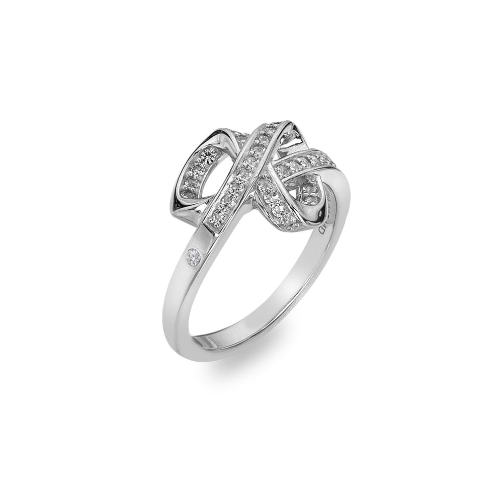 Silver ring with diamond accents 
