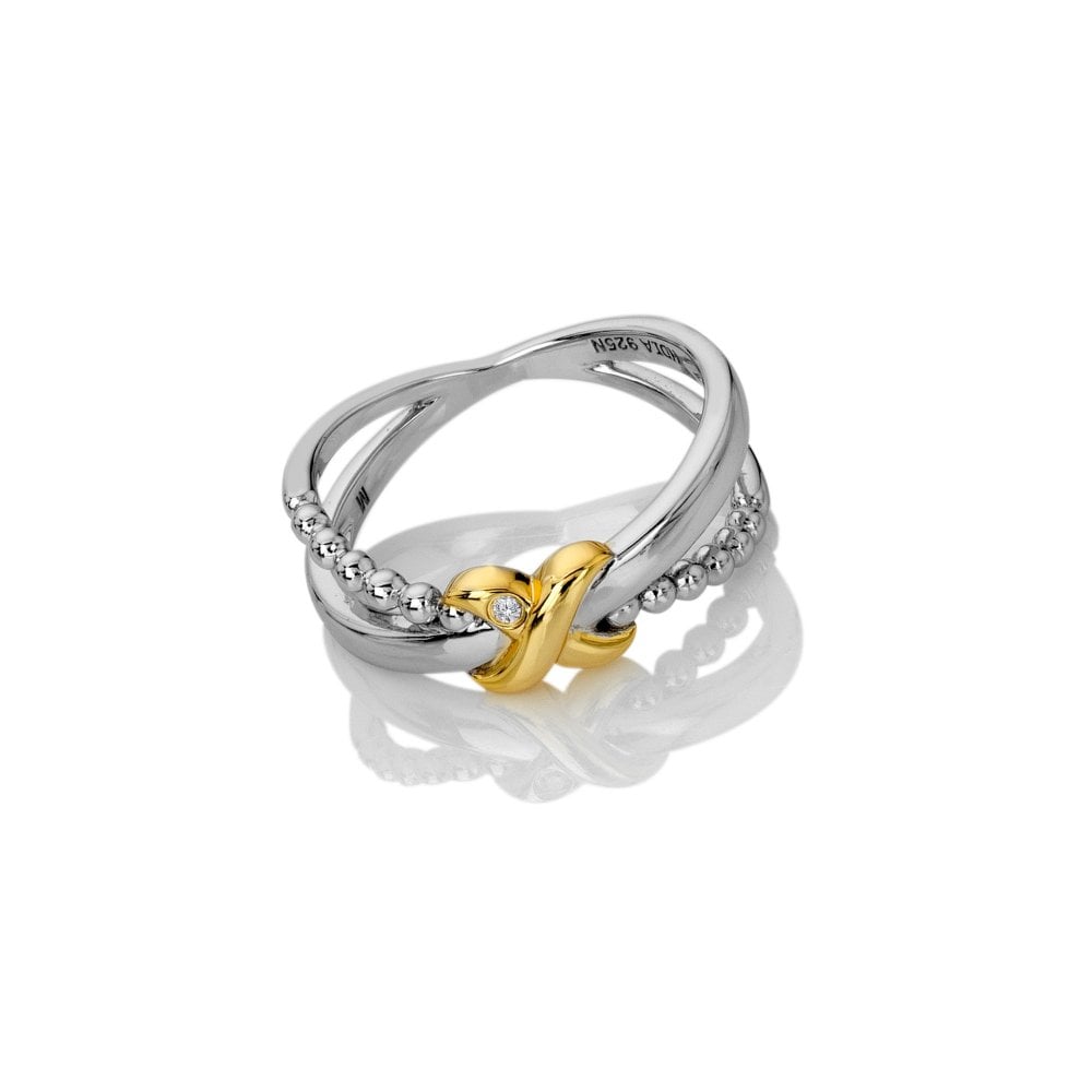 Two-toned ring with gold and silver design 