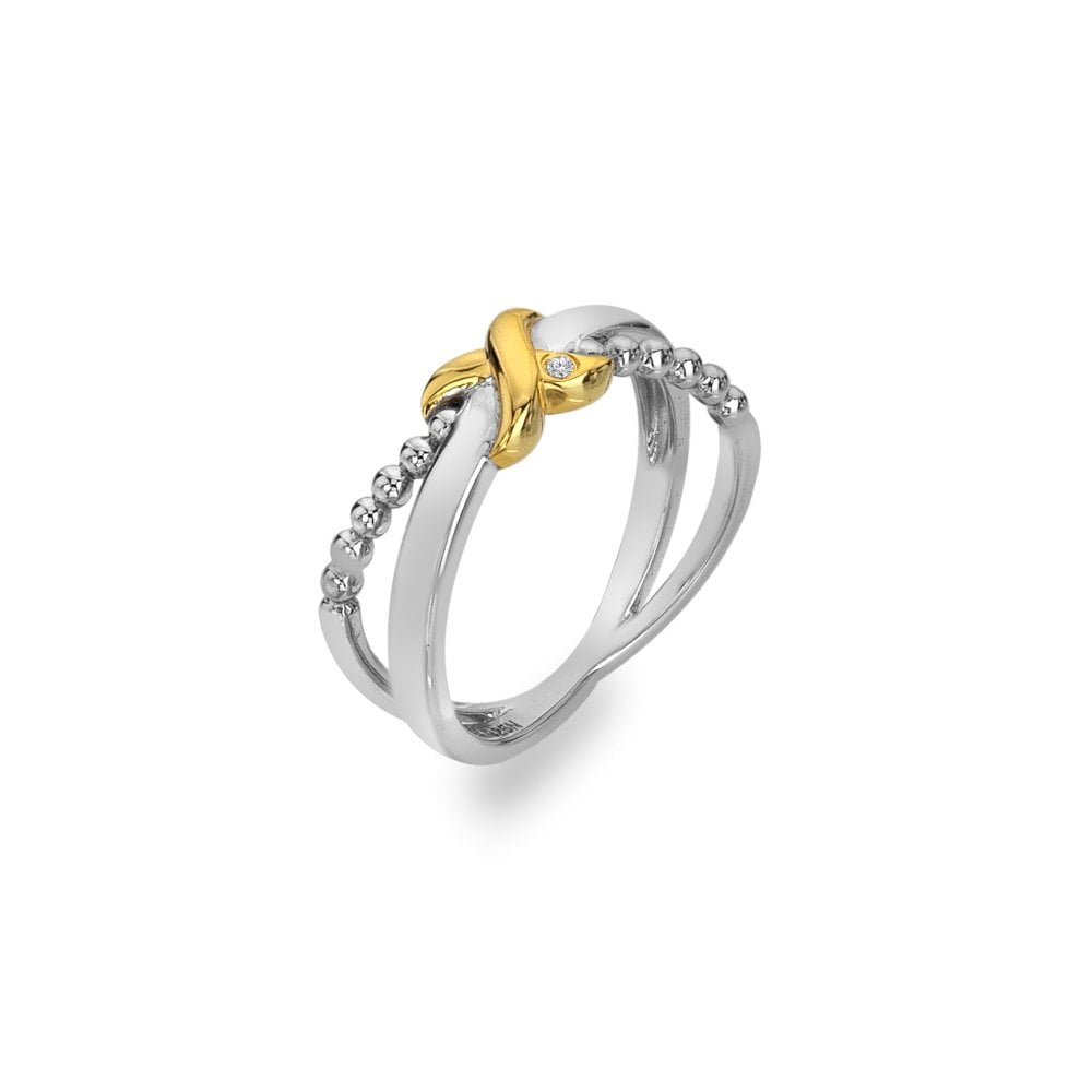 Two-toned ring with gold and silver design 