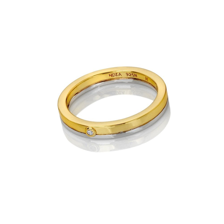 Sterling Silver Parellel Two Tone Ring DR308