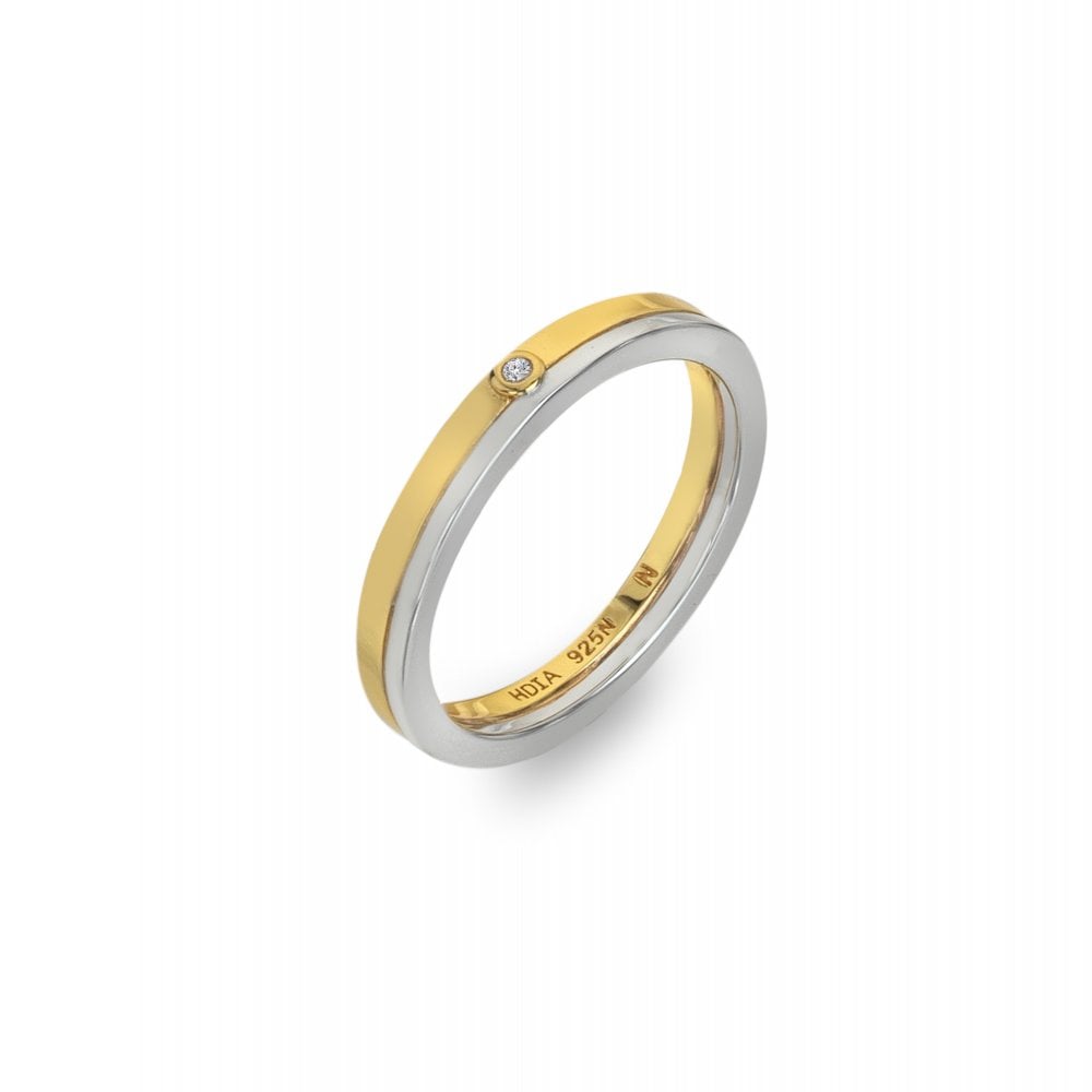Two-toned gold and silver ring with a diamond 