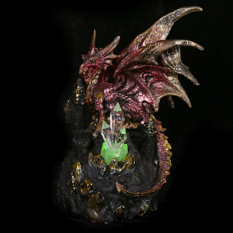 Dark Legends Dragon on Castle with LED Crystal DRG385